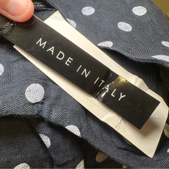 NWT Luca Vanucci Navy Blue Polka Dot Sleeveless Linen Tank Size S - Picture 4 of 10